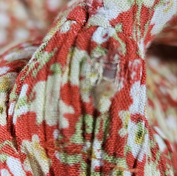 Sonoma Red Floral Print Crinkled Tiered Maxi Dress Size Large Boho Praire READ - Picture 14 of 14